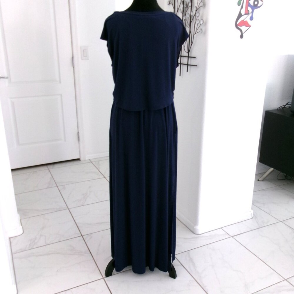 SOMA Navy Blue Soft Stretchy Popover Maxi Dress with Pockets M - Picture 5 of 14